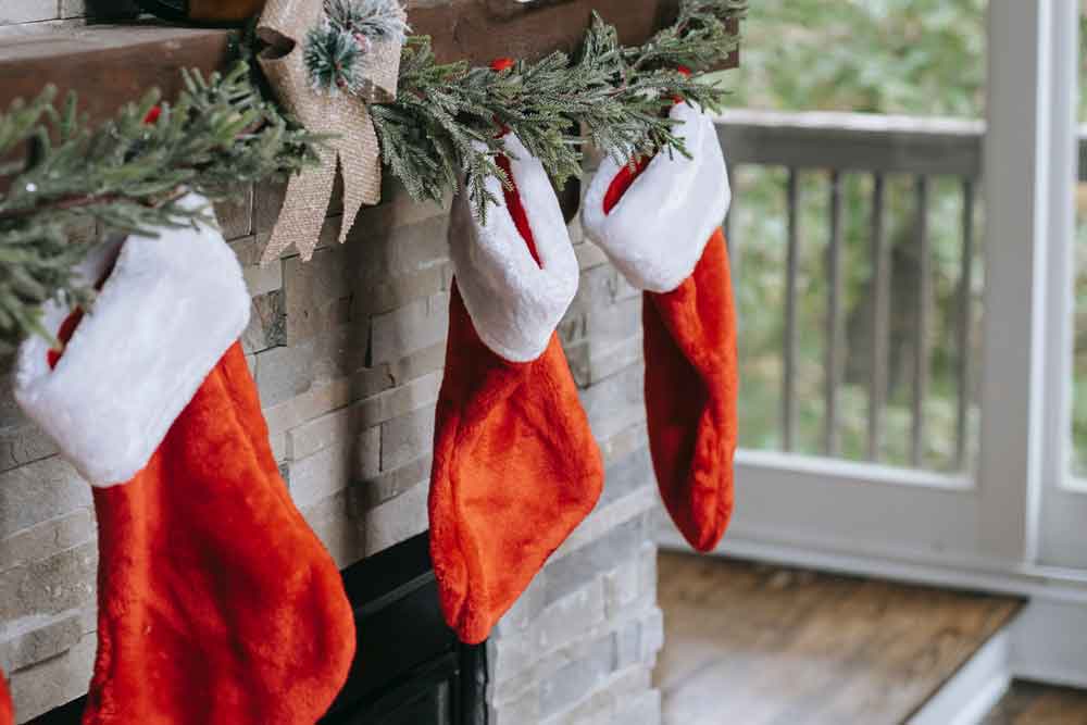 Christmas stockings hung by the chimney with care
