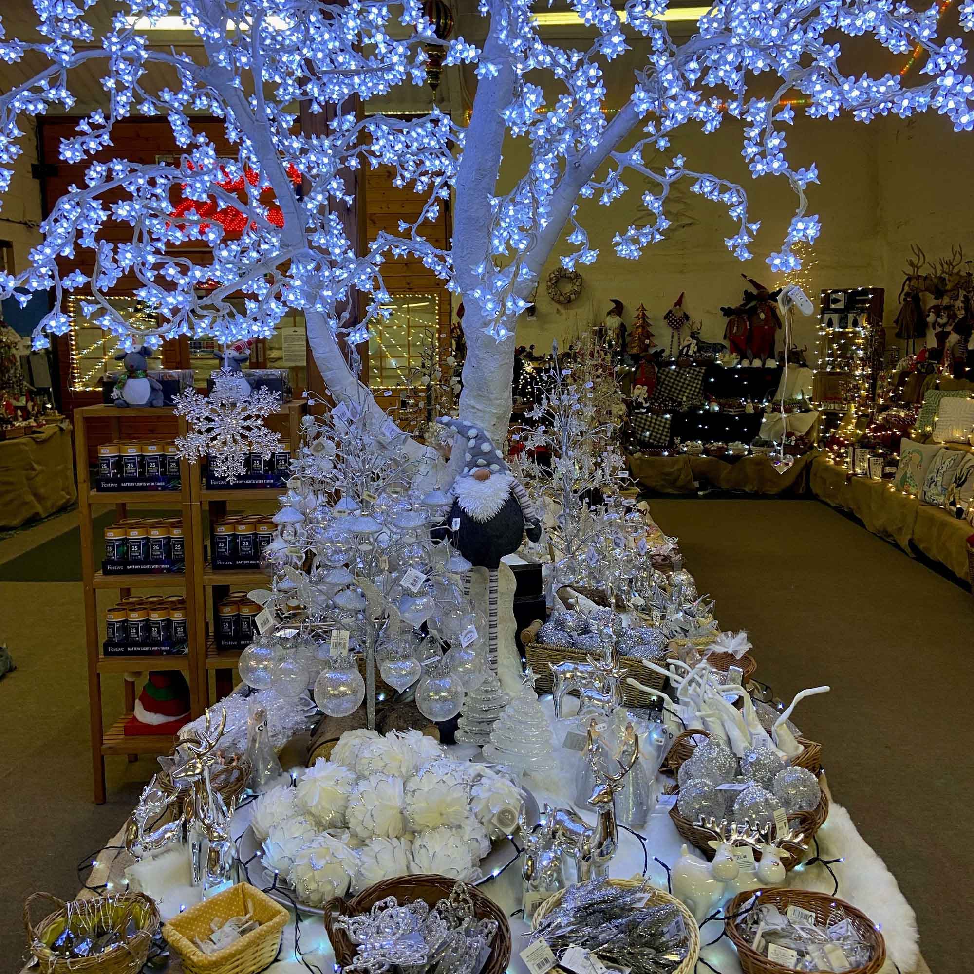 Decorations on display in the festive shop Decorations on display in the festive shop