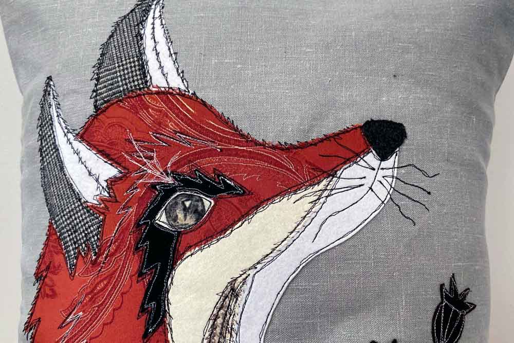 Fox applique cushion
