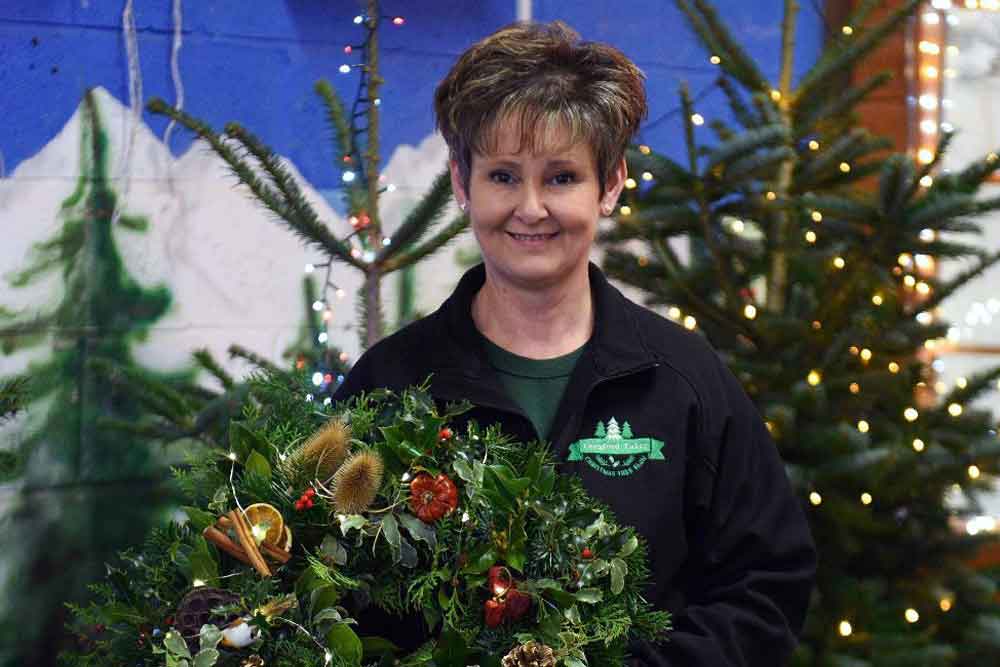 Trudy Hendy with a home made Christmas wreath